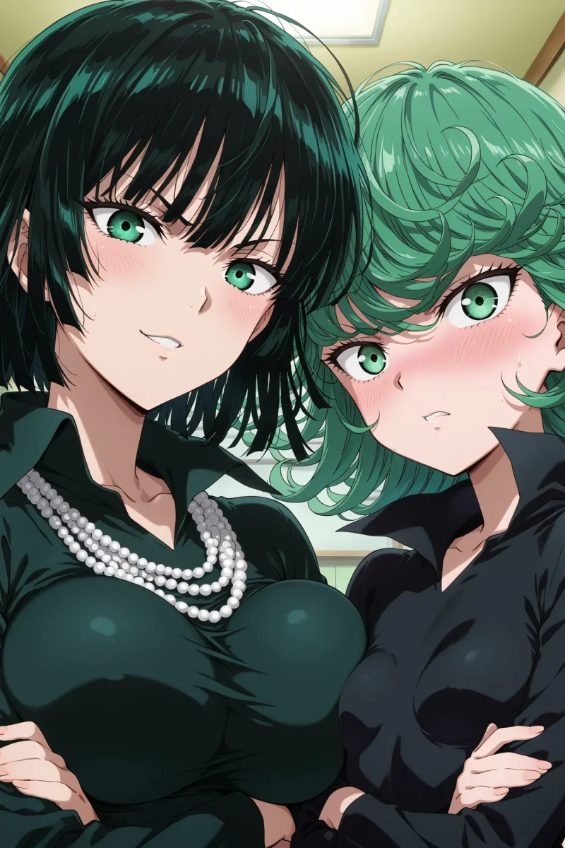 Tatsumaki and Fubuki in tight blouses with big tits, One Punch Man