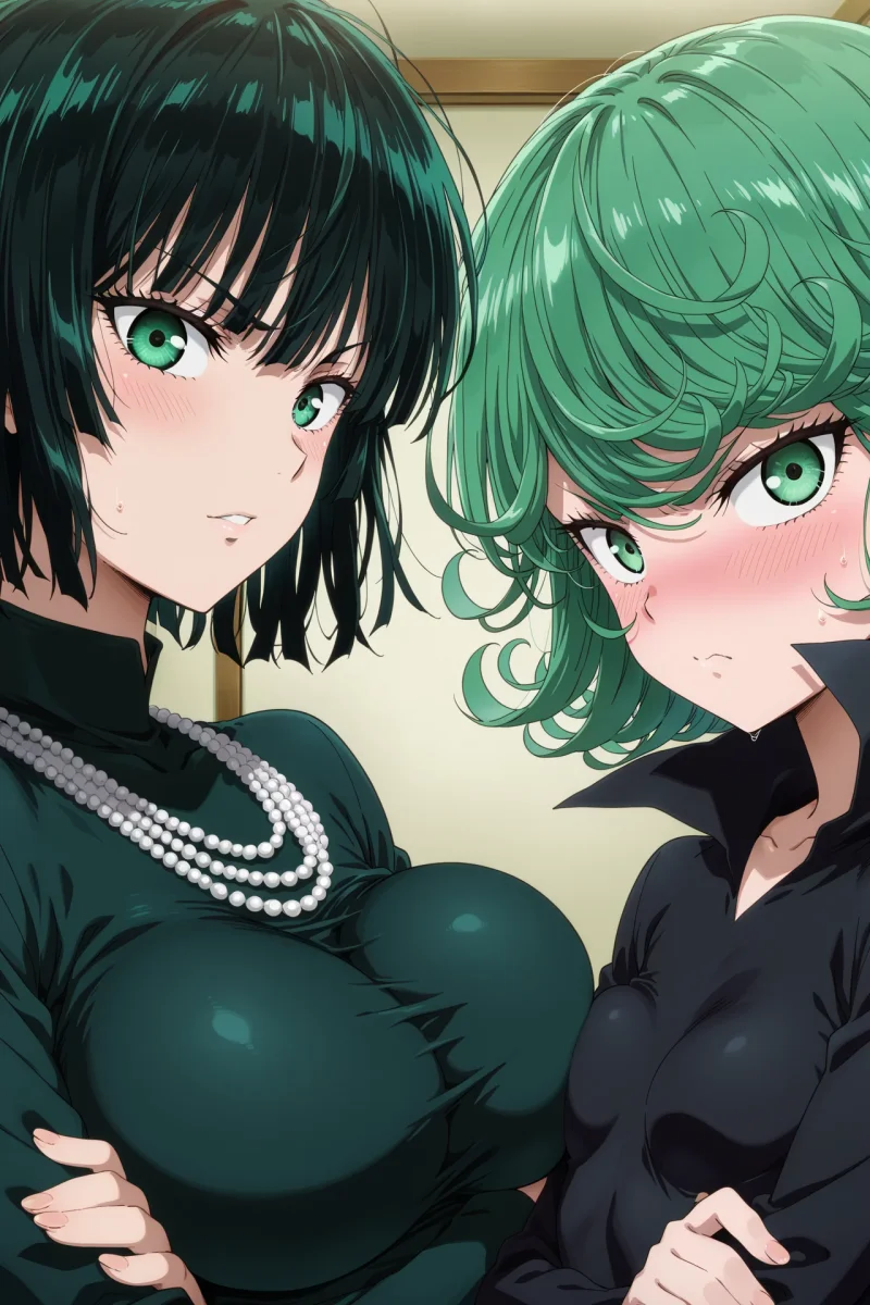 r34 Tatsumaki and Fubuki in tight blouses showing big tits