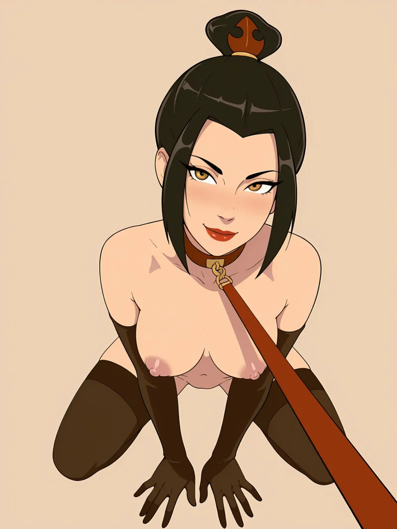Azula on her knees with big tits out, Avatar holding her hair