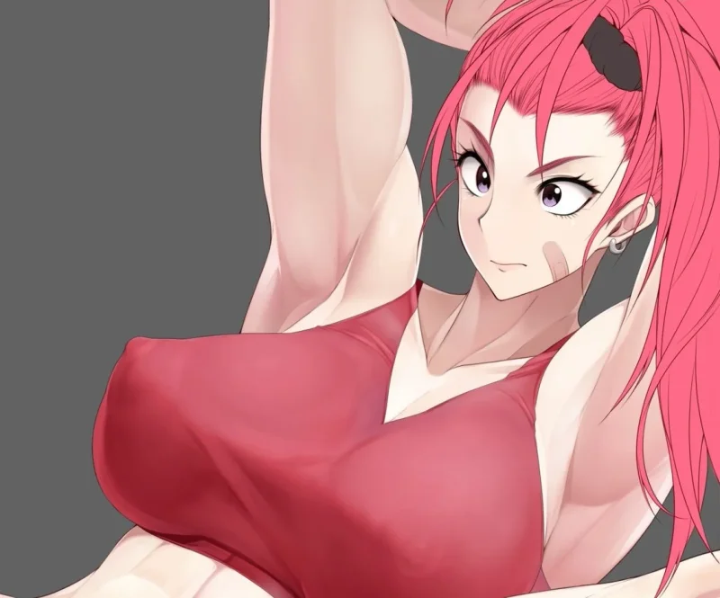 Captain Mizuki in red bodysuit with big tits on display, One Punch Man