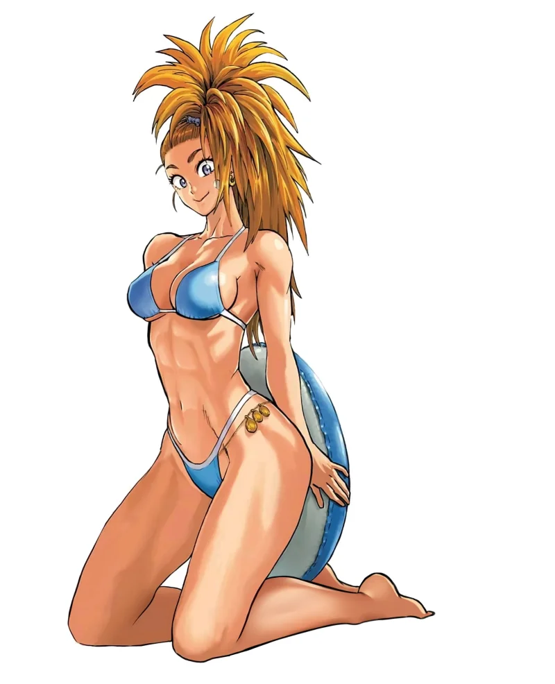 Captain Mizuki in blue bikini kneeling with big tits out, One Punch Man