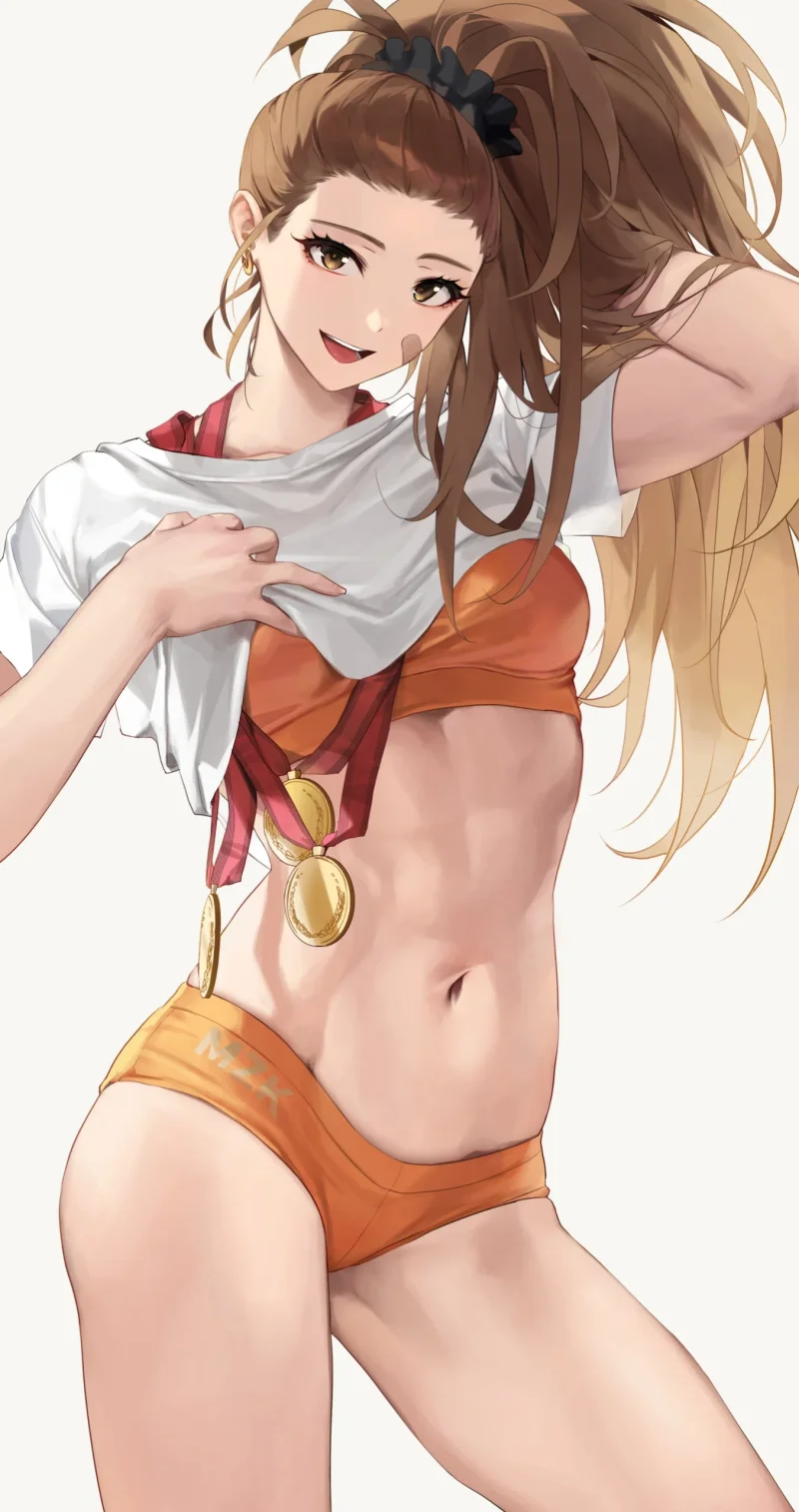 Captain Mizuki from One Punch Man flashing her tits in sports bra