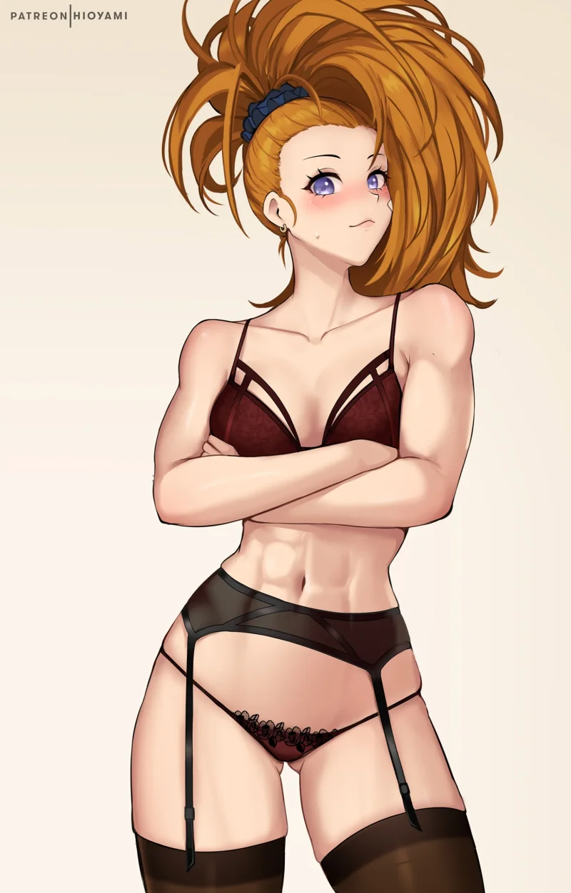 Captain Mizuki in lingerie with arms crossed, One Punch Man